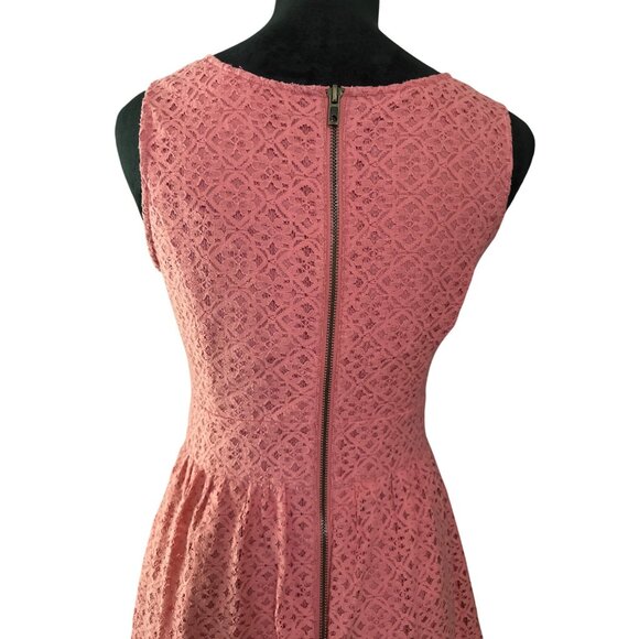 Sleeveless Coral Lace Fit & Flare Dress By Loft Size 2 Back Zipper Closure Fully - Picture 4 of 6